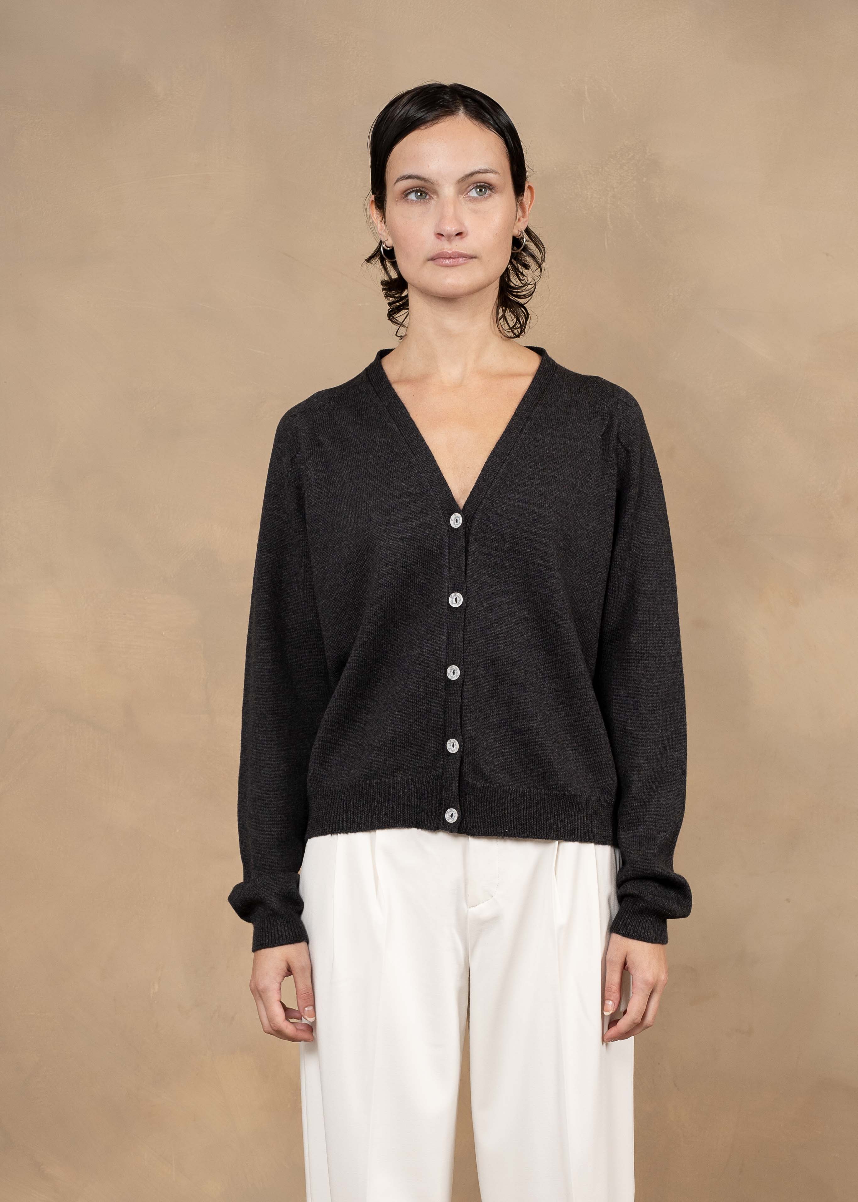 Bella Extra Fine Merino Wool V-neck Cardigan