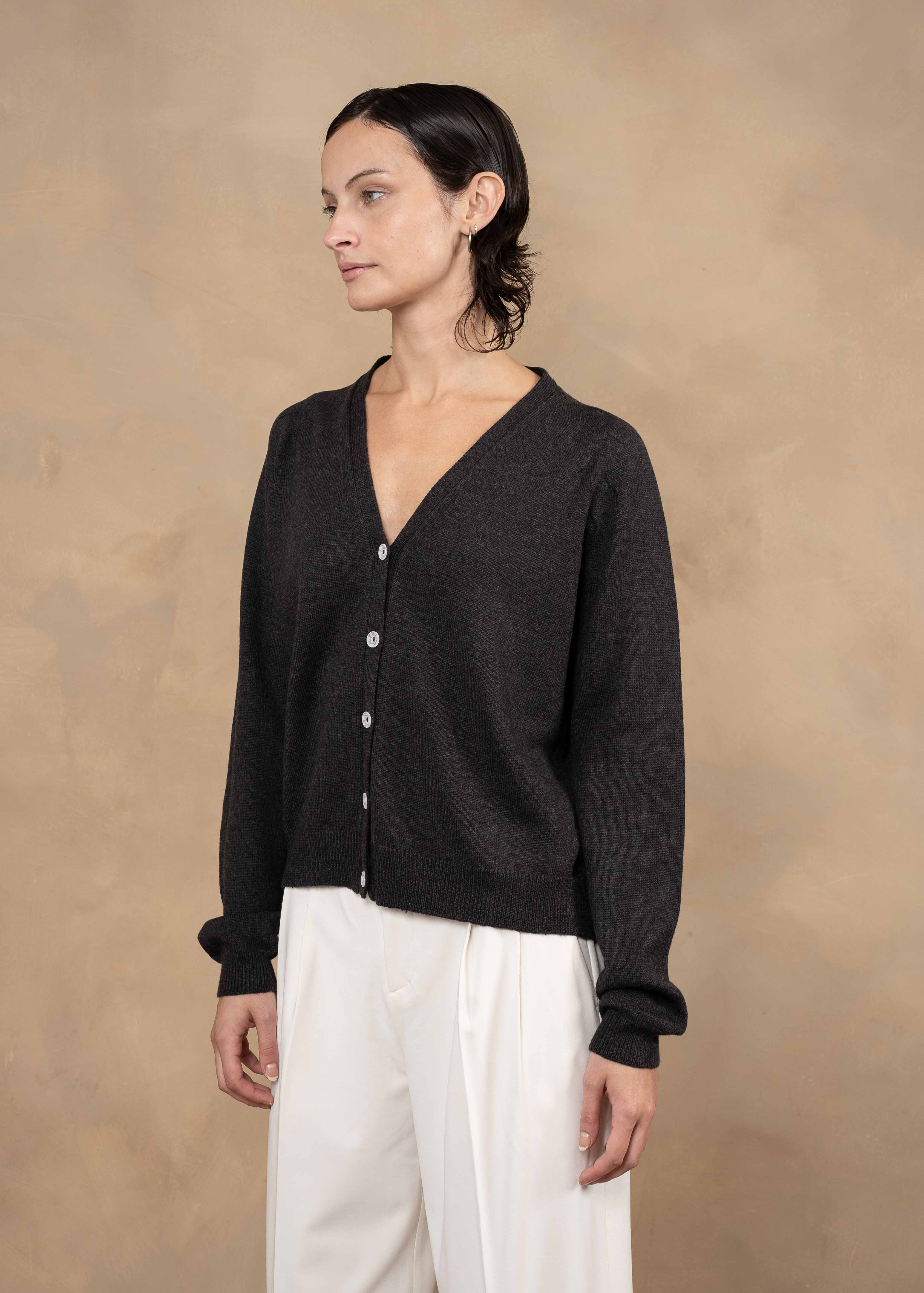 Bella Extra Fine Merino Wool V-neck Cardigan