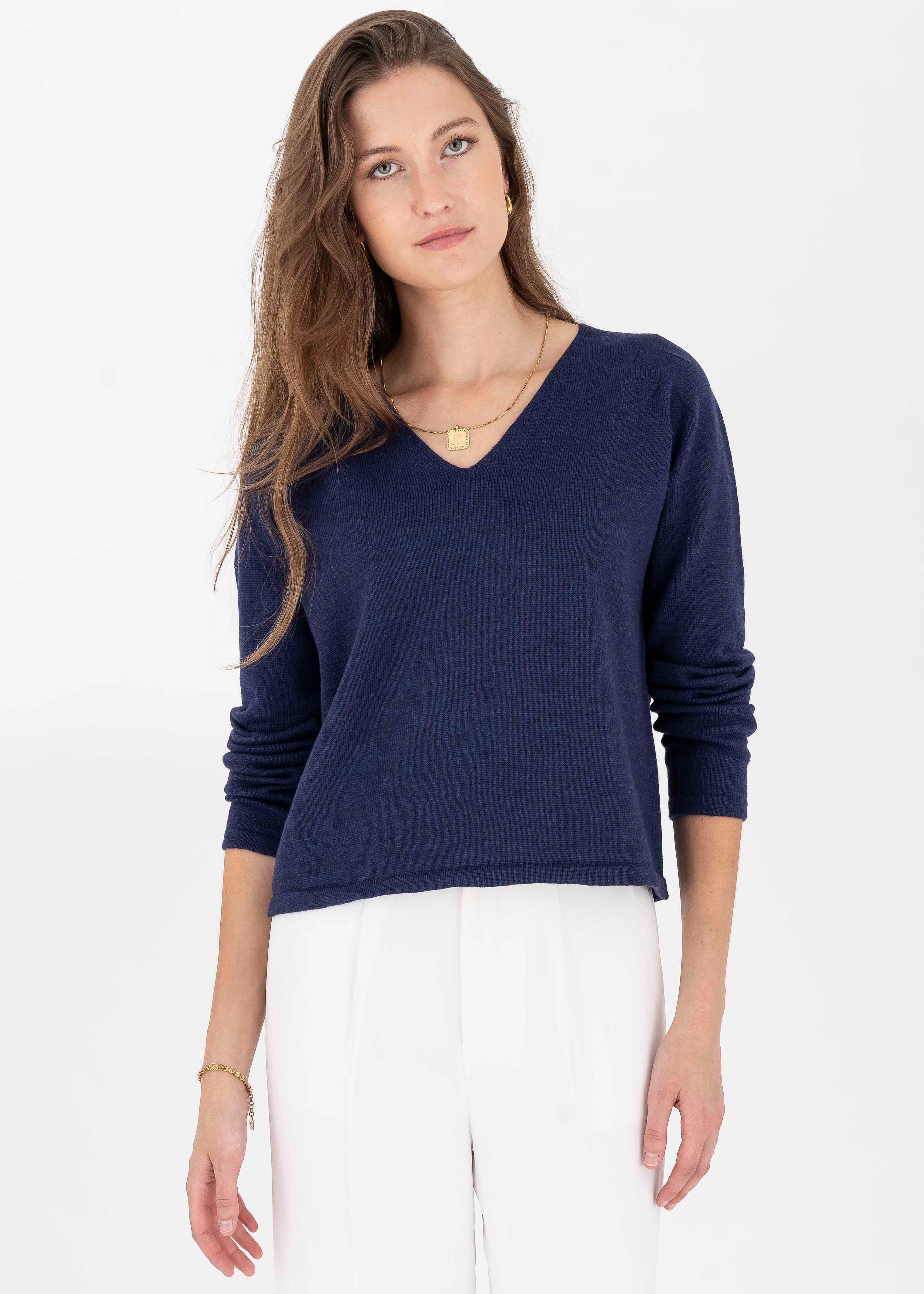 Ella Extra Fine Merino Wool V-neck Sweater