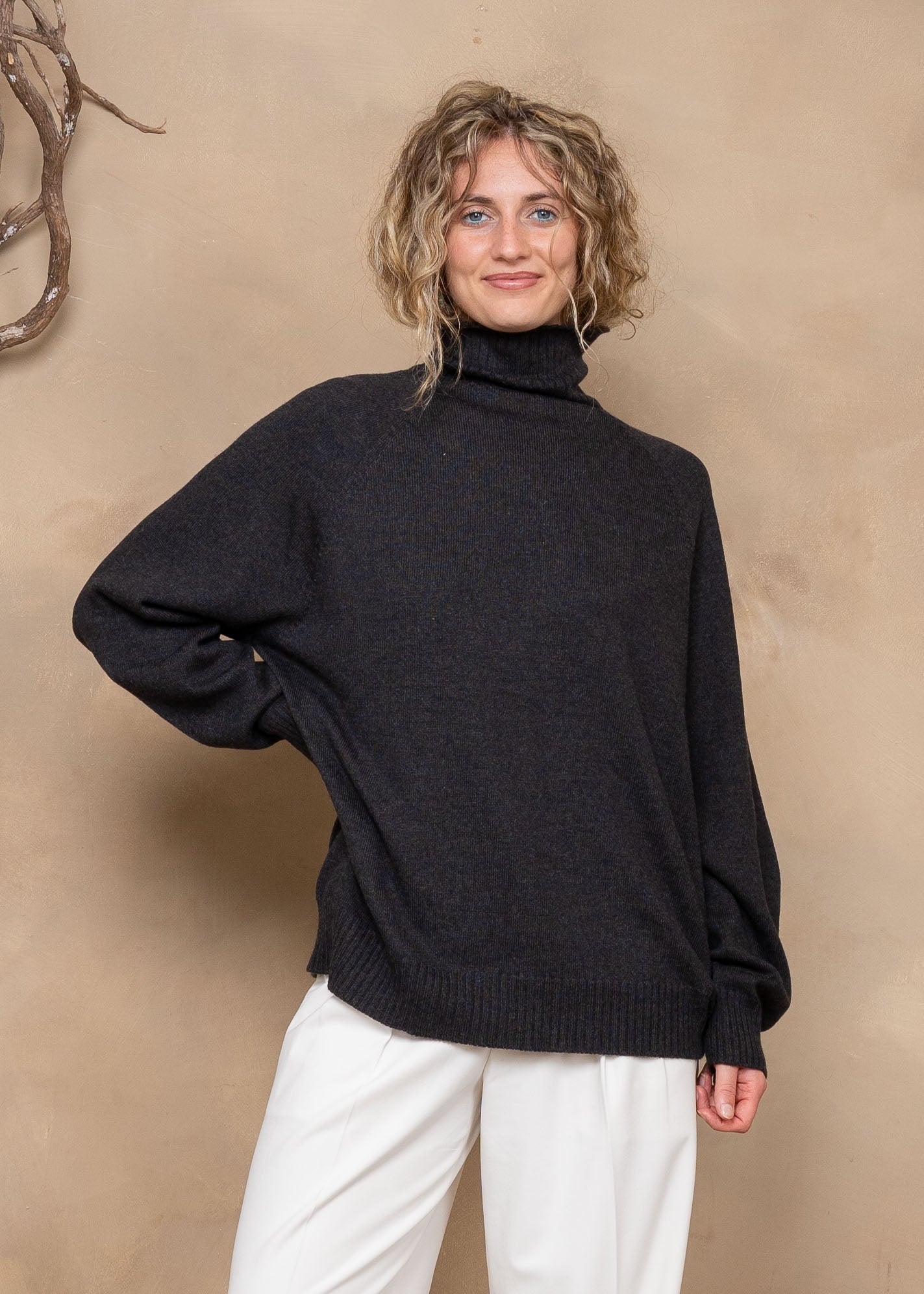 Zena Extra-Fine Merino Wool Relaxed-Fit Turtleneck Sweater