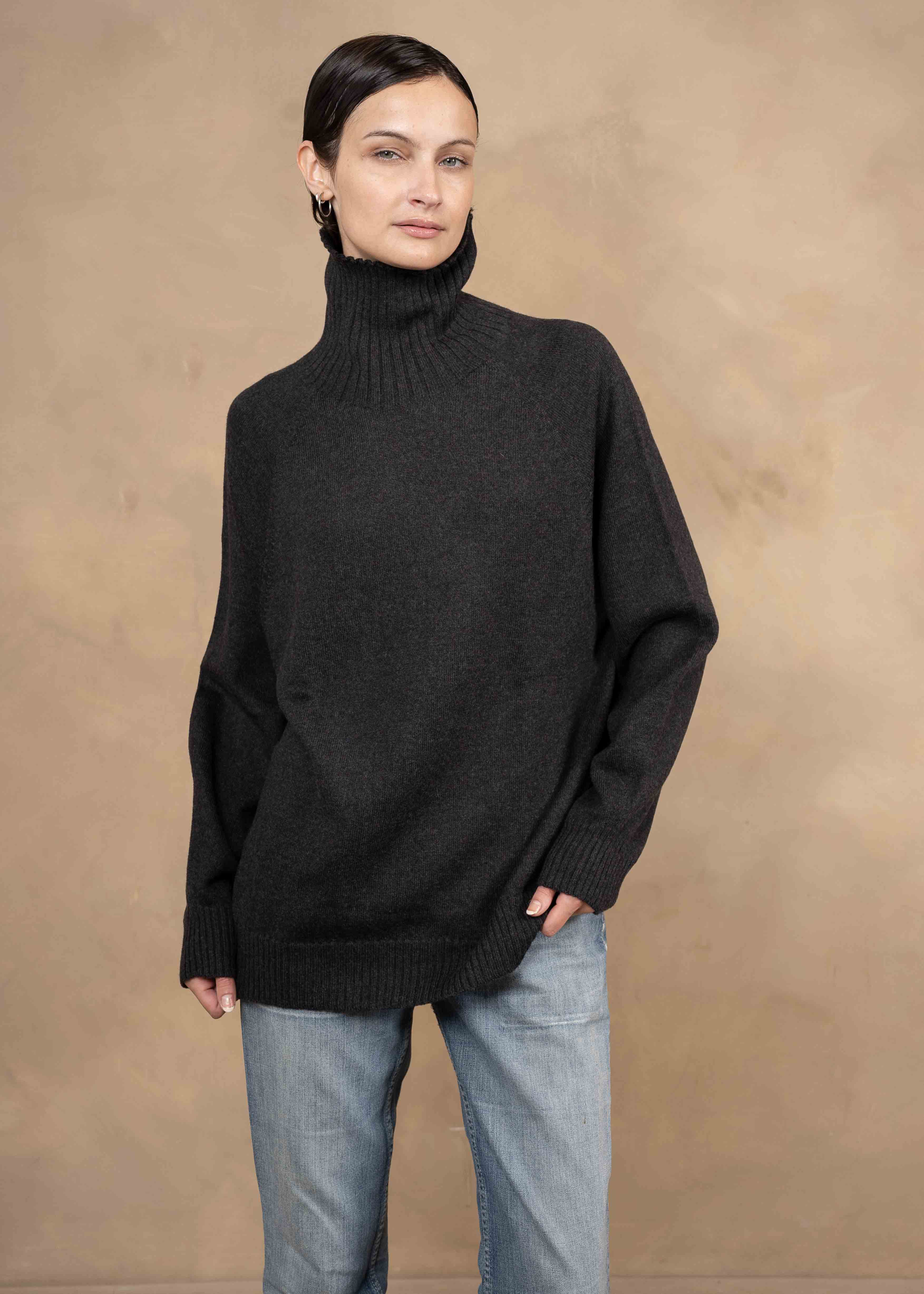 Zena Extra-Fine Merino Wool Relaxed-Fit Turtleneck Sweater