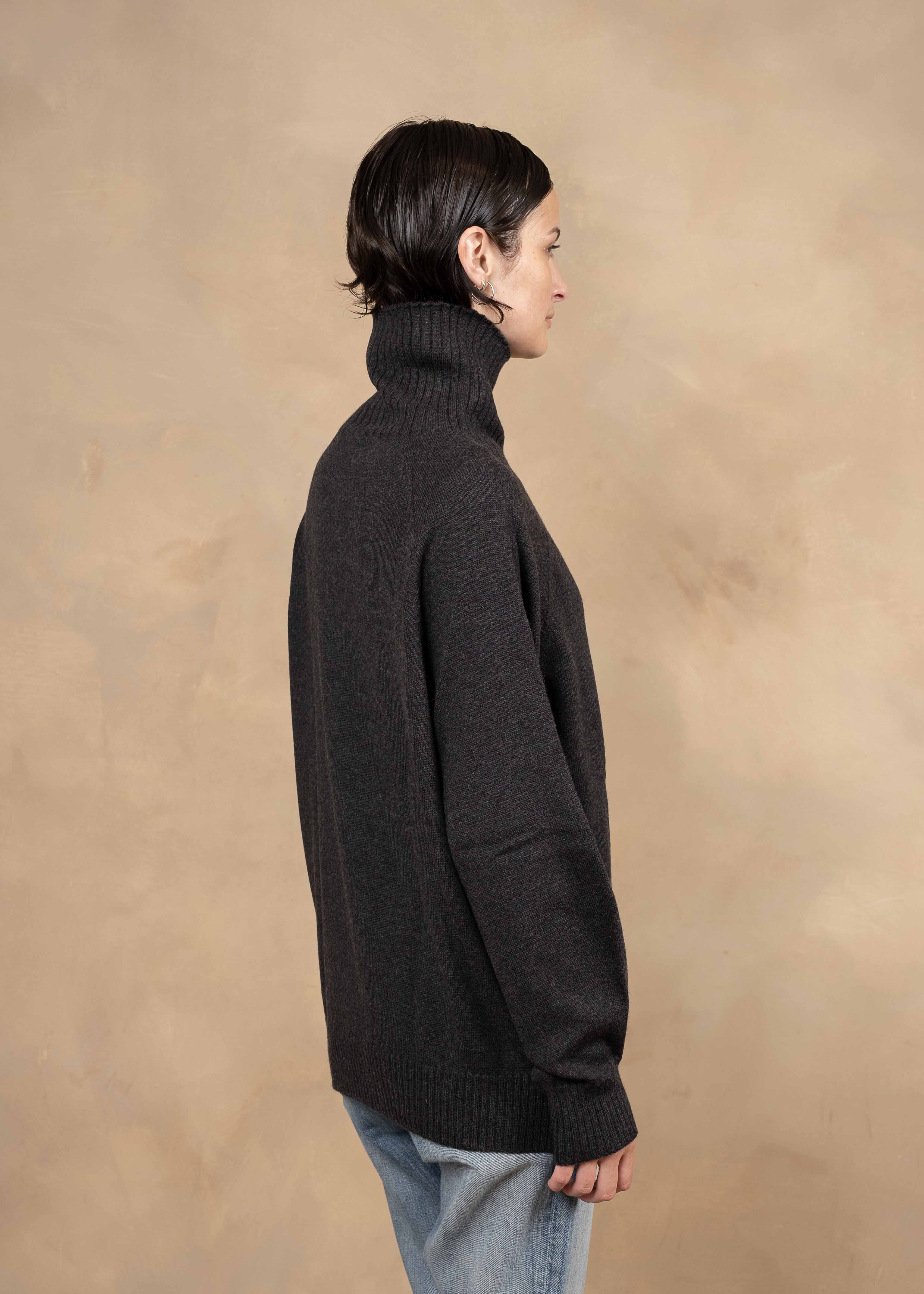 Zena Extra-Fine Merino Wool Relaxed-Fit Turtleneck Sweater