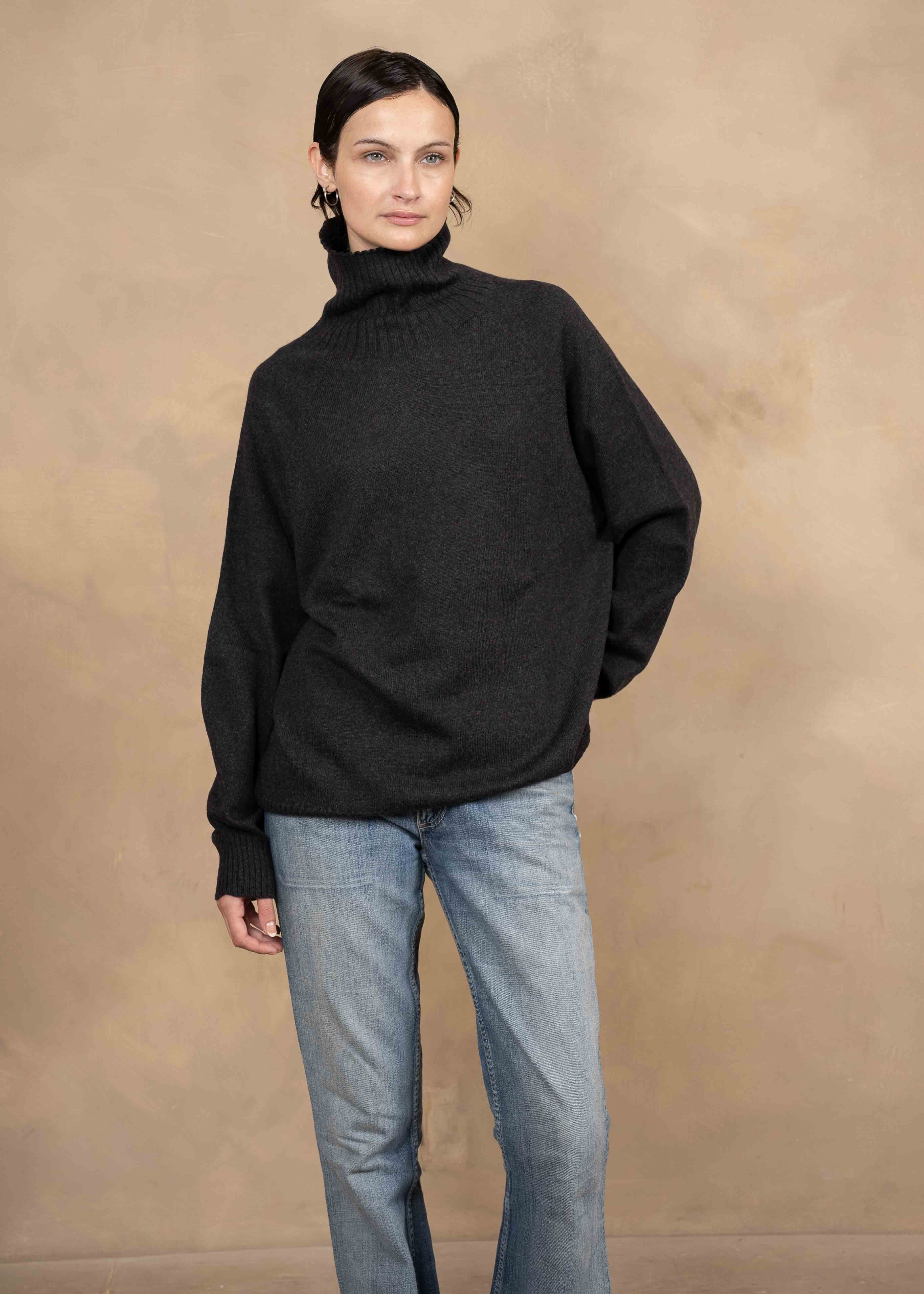 Zena Extra-Fine Merino Wool Relaxed-Fit Turtleneck Sweater