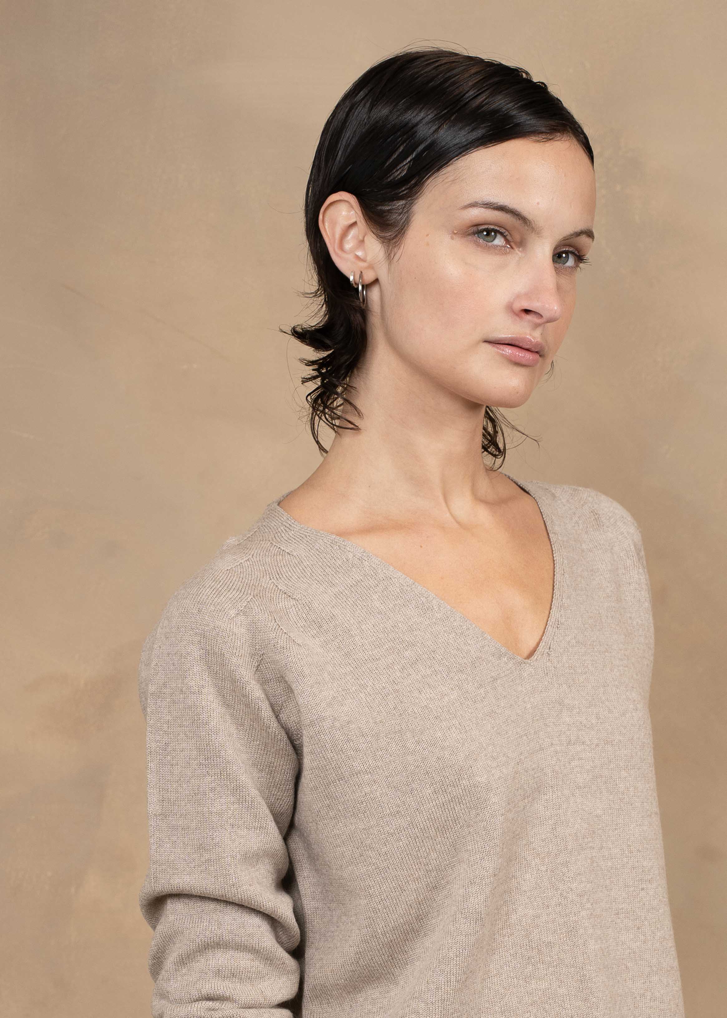 Extra Fine Merino Wool V-neck Sweater - Relaxed Fit