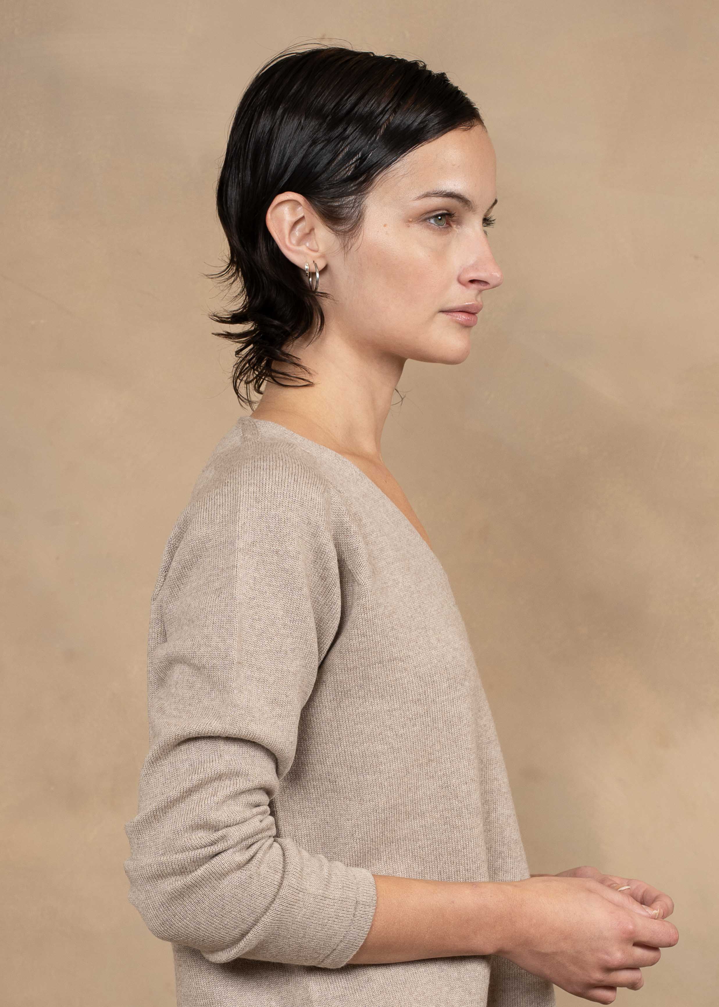 Extra Fine Merino Wool V-neck Sweater - Relaxed Fit