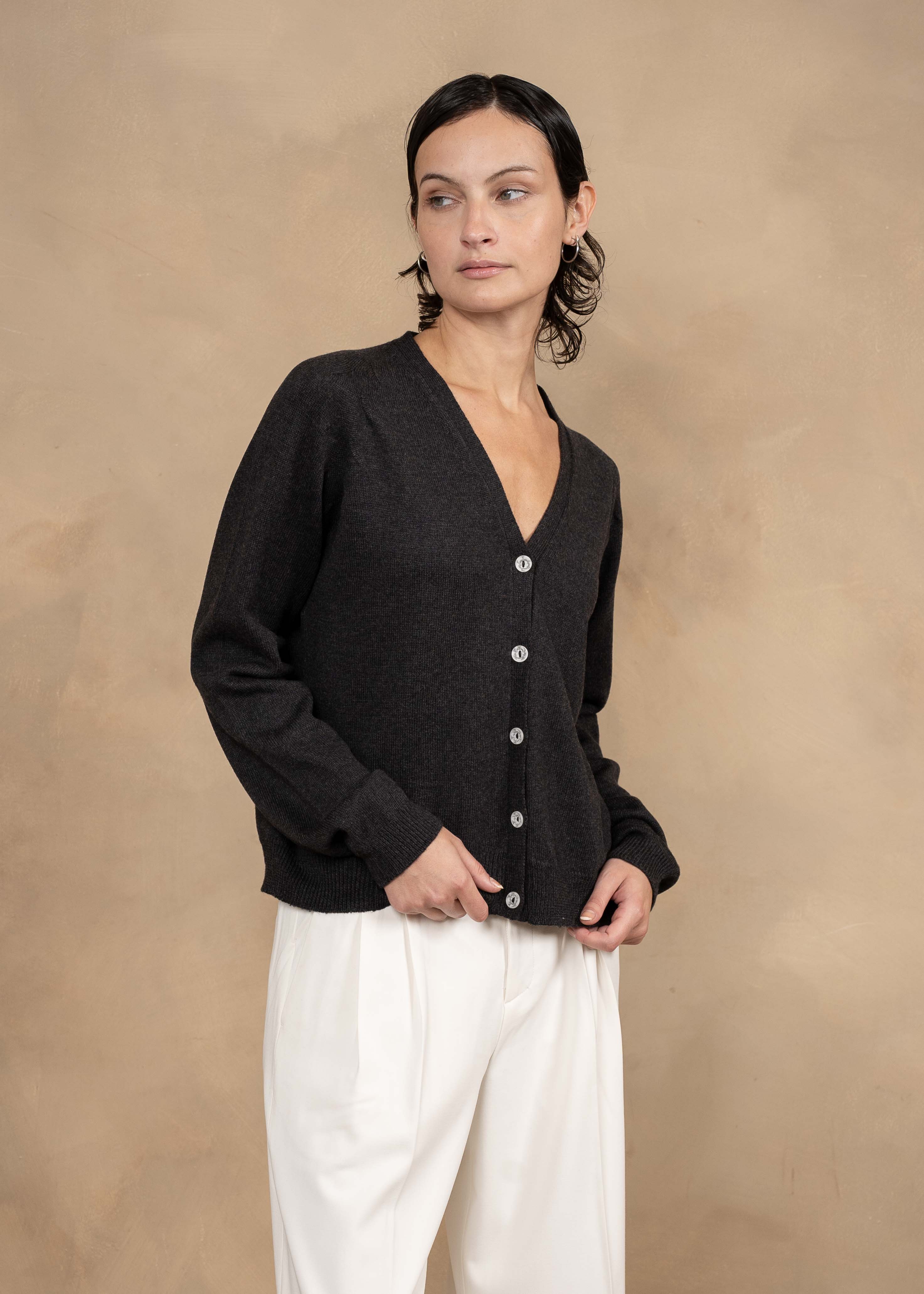 Bella Extra Fine Merino Wool V-neck Cardigan
