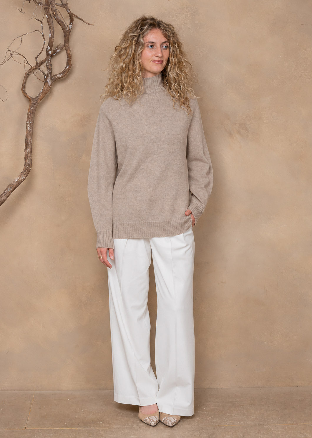 Zena Extra-Fine Merino Wool Relaxed-Fit Turtleneck Sweater