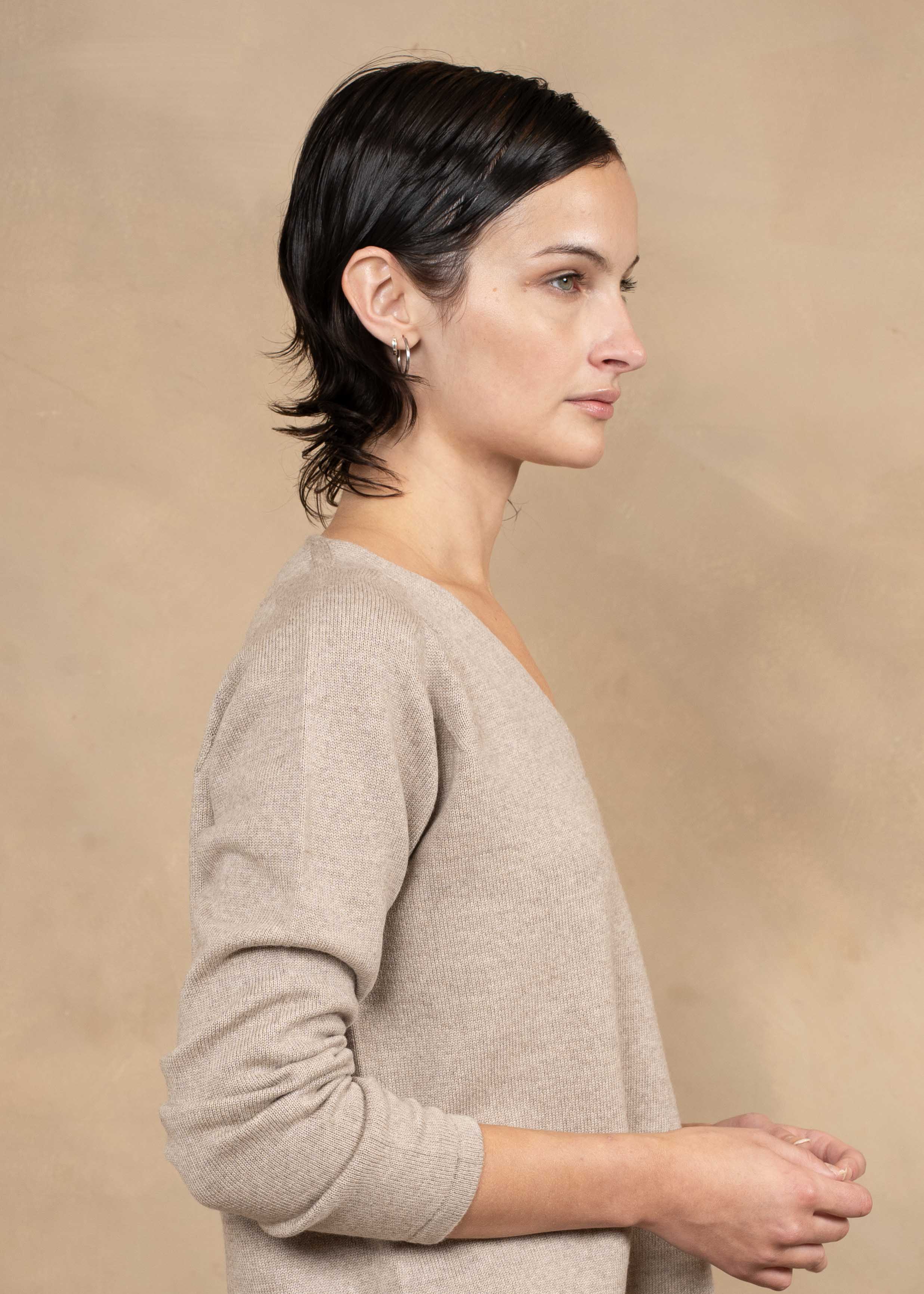 Ella Extra Fine Merino Wool V-neck Sweater